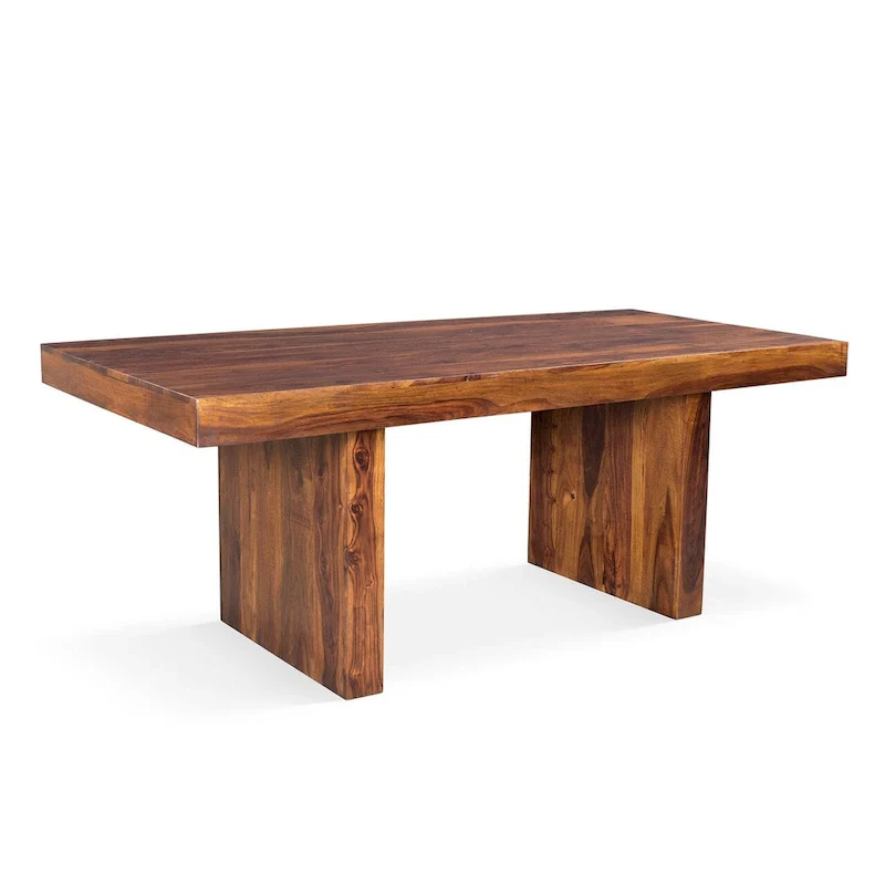 Honey Walnut Solid Wood Dining Table, Rustic Style, Seats 6–8