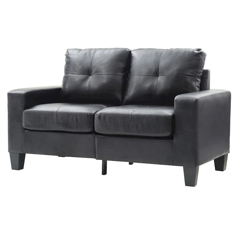 Newbury 58 in. W Flared Arm Faux Leather Straight Sofa - 32L x 58W x 36H