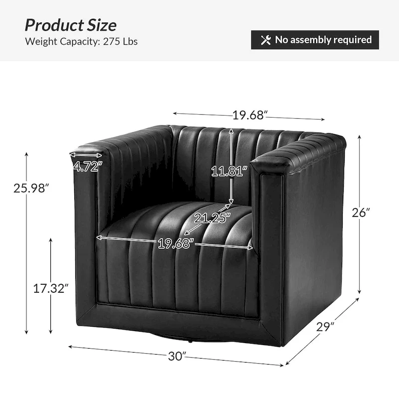 Esteban Modern Leather Upholstered Swivel Barrel Chair by HULALA HOME