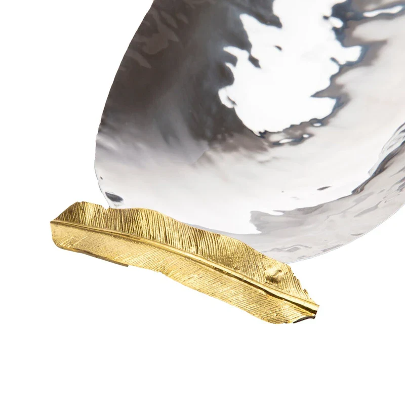 Brass Accent Oval Dish - 19.25x7.25x1.25