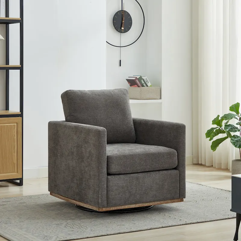 Square Upholstered Swivel Accent Chair