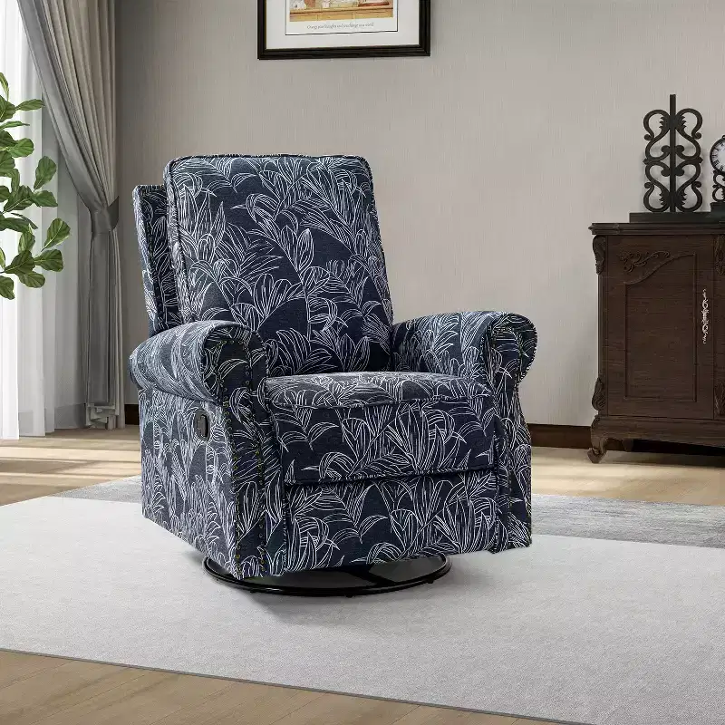 Pablo traditional-normal Manual Swivel Glider Recliner with Nailhead Trims for Living Room | KARAT HOME