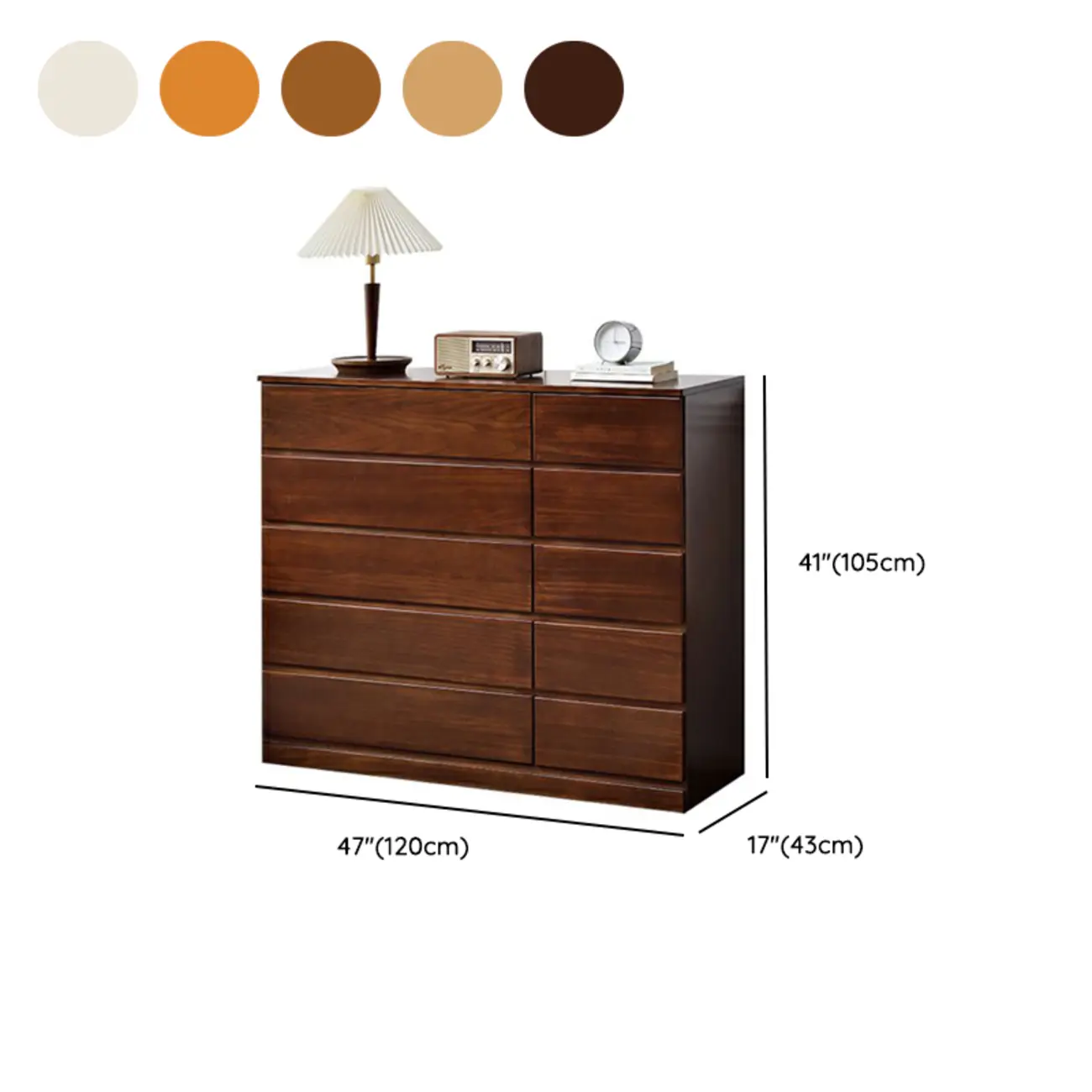 Modern Natural Wooden Double Dresser with 5-Drawers