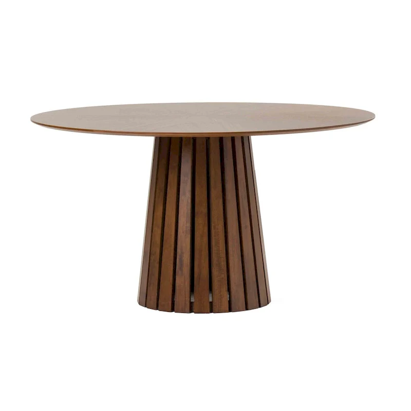 Round Dining Table with Pedestal Base - Walnut Brown, 54