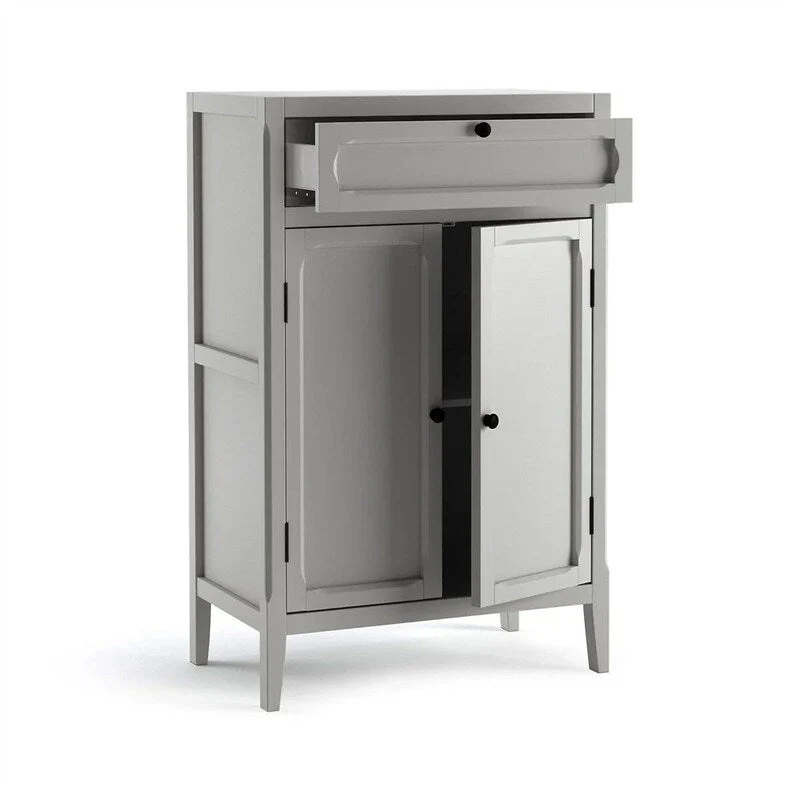 Light Grey 2-Door 1-Drawer Storage Cabinet, Single