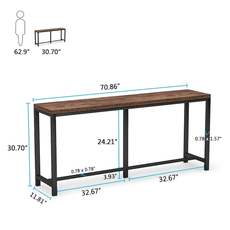 70.9 inch Extra Long Console Table Behind Sofa Couch, Narrow Entryway Table