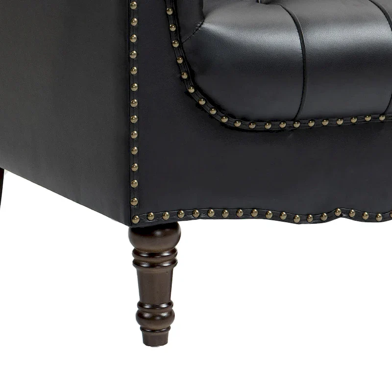 Tufted Vegan Leather Accent Chair Upholstered Armchair