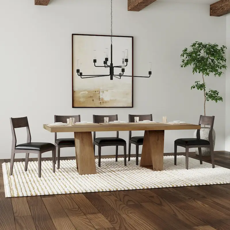Natural Reclaimed Oak Dining Table, Geometric Base, Seats up to 8