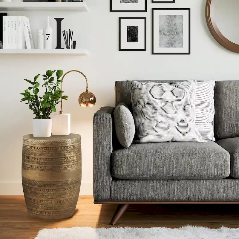 WYNDENHALL Jean 15  Wide Tribal Pattern Metal Accent Table & Assembled - 15 w x 15  d x 20  h