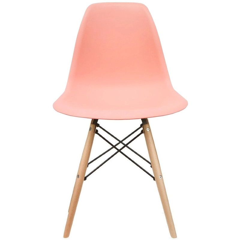 Designer Plastic Eiffel Chair Natural Wood Legs Retro Dining Armless With Back Desk Accent Living Room Side Dowel DSW