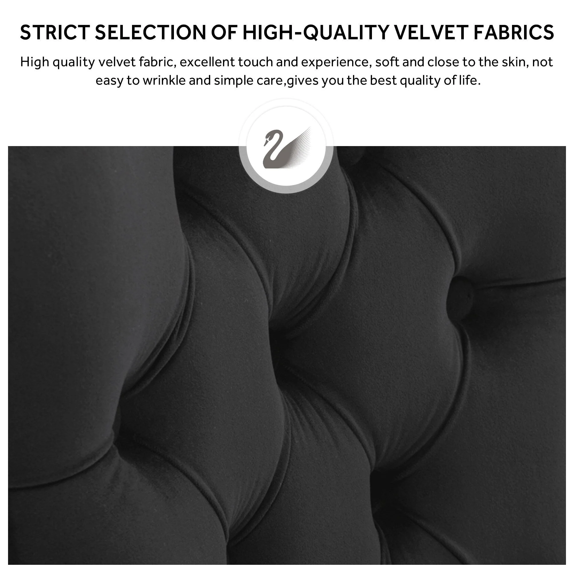 Upholstered Tufted Velvet Dining Chair with Solid Wood Legs Set of 6