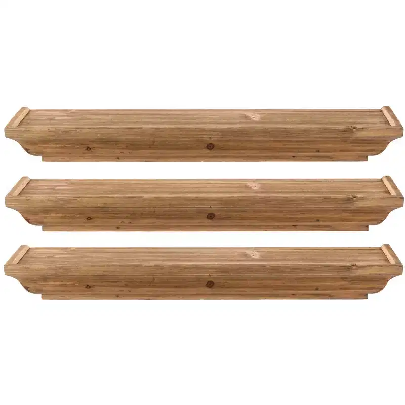 Kiera Grace 24" x 3.15" 3pc Muskoka Fitz Wooden Shelf Set Brown: Modern Floating Wall Organizers, No Assembly Required