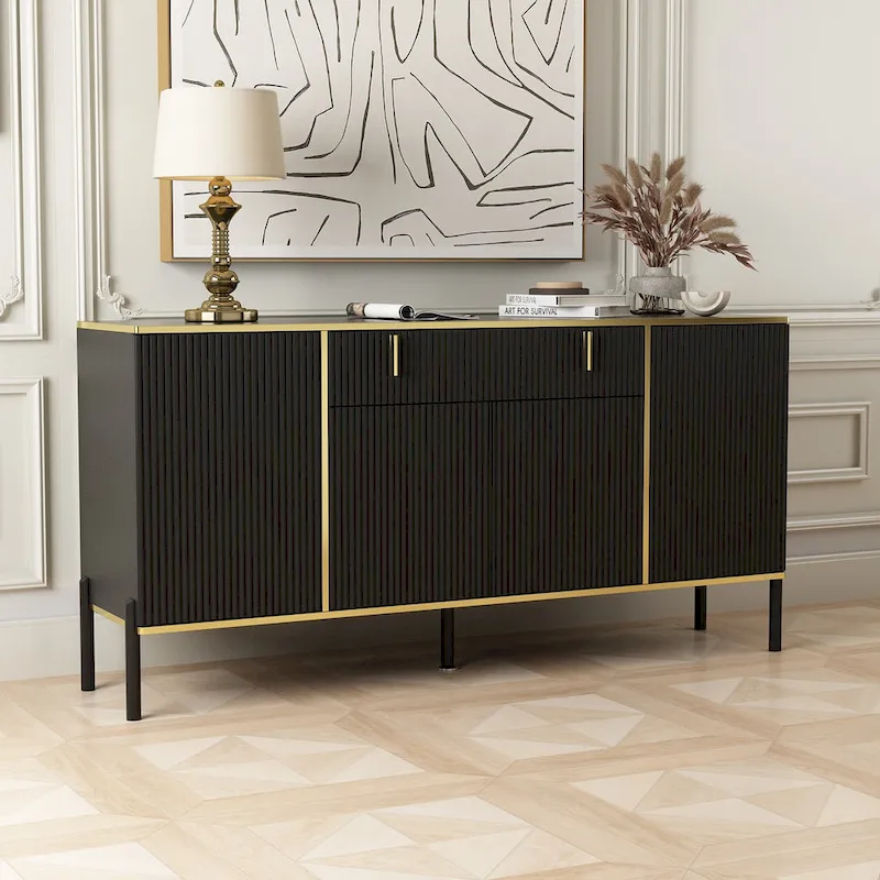Black/Gold & White/Gold Modern Sideboard Storage Cabinet – 4 Door