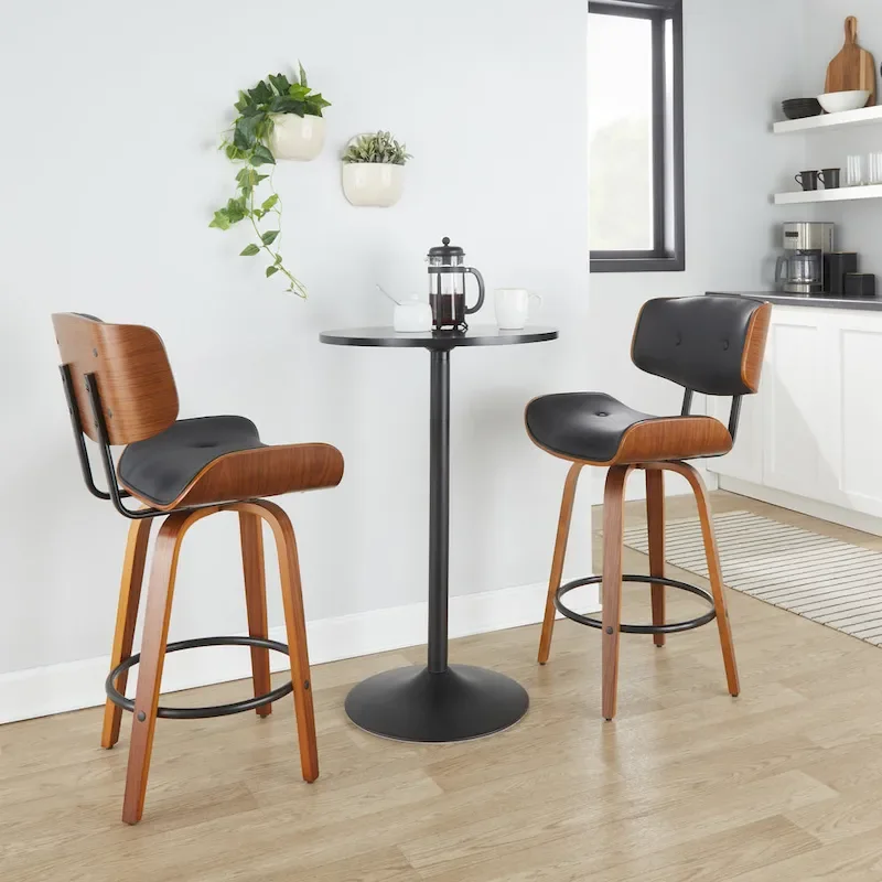 Leksand 26 Fixed-Height Counter Stool with Bent Wood Legs (Set of 2)