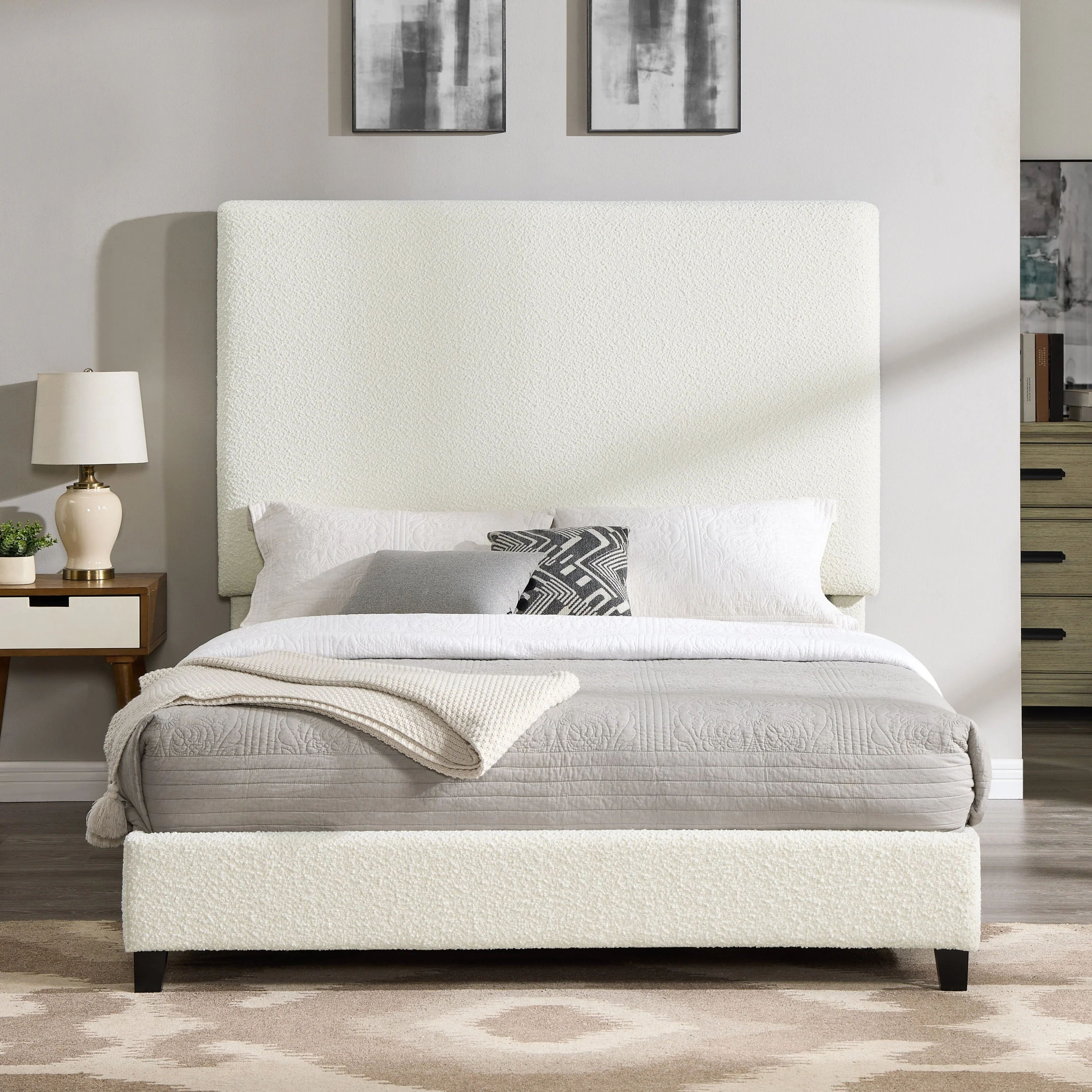 Walker Edison | Boucle Upholstered Platform Bed