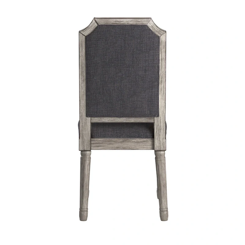 Arched-Back Linen and Solid Wood Dining Chairs (Set of 2)