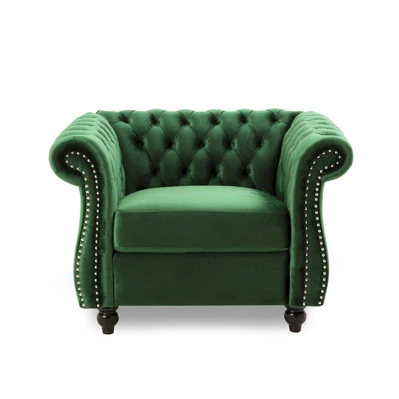 Chesterfield Club Chair with Tufted Upholstery
