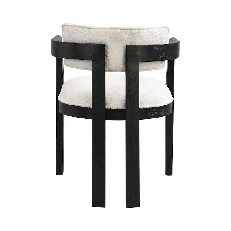 Bouclé Fabric Dining Chair with Armrests – Black & Beige / Light Ash & Beige / Walnut & Beige, Modern Style, Single