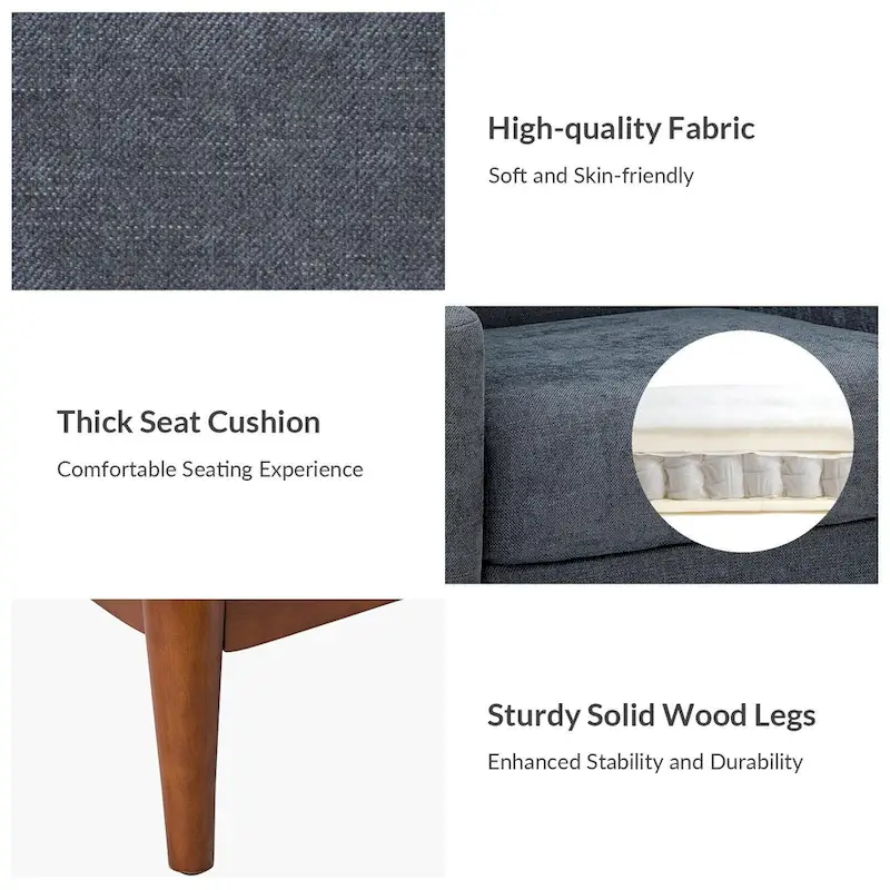 Francis Mid-century Modern Upholstered Armchair with Sloped Arms and Solid Wood Legs