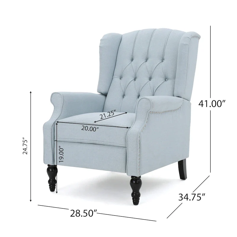 Tufted Fabric Wingback Recliner Club Chair