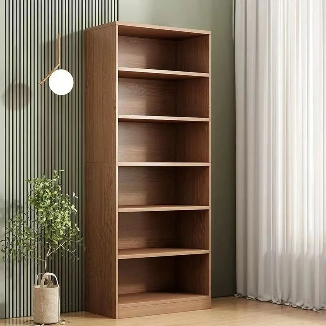 Modern Multi-Layer Brown Lumber Closed Back Bookcase
