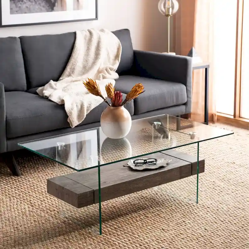 Modern Glass Coffee Table - 43.3 x 23.6 x 16.5