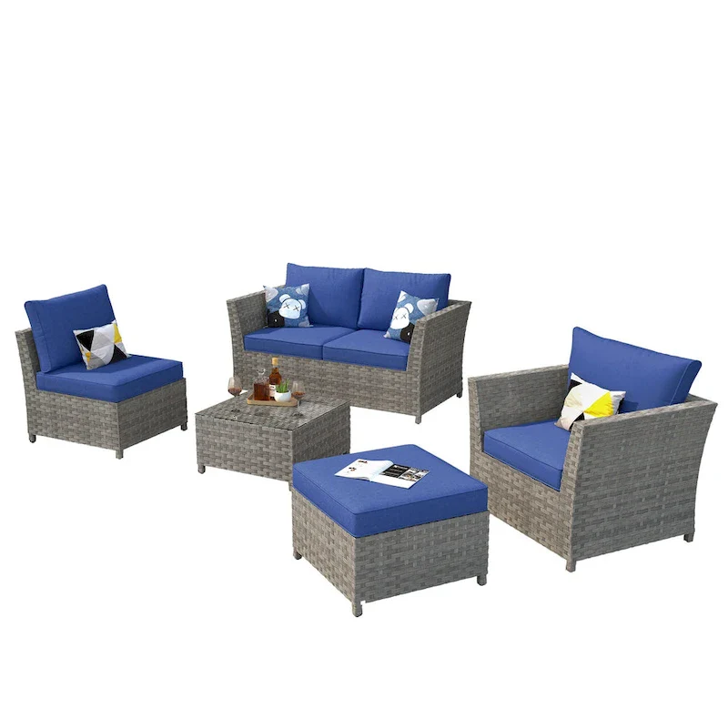 XIZZI 6-piece Patio Wicker Furniture Set with Coffee Table