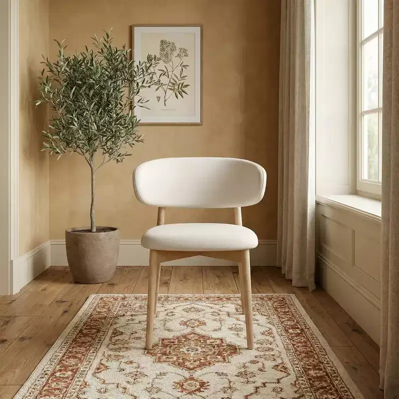 JVNOXK Set of 2 Mid-Century Modern Ash Wood Dining Chairs, Natural Wood Finish