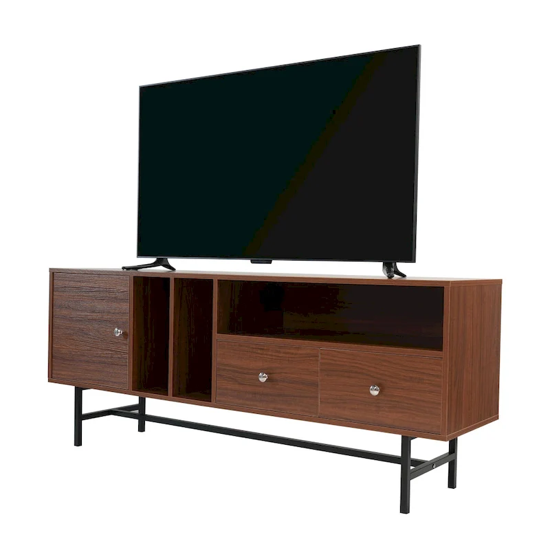 Rochester 2-Drawer 4-Shelf TV Stand Credenza with Iron Legs