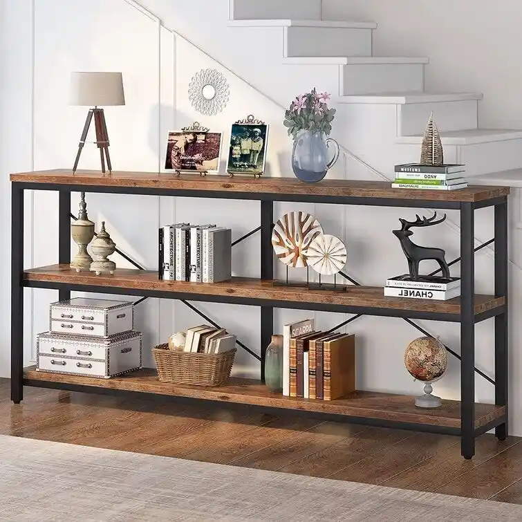 70.9 inch Narrow Console Table Sofa Tablewith 3-Tier Shelves