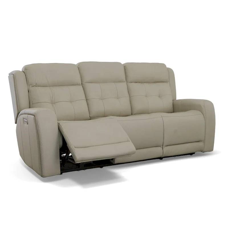 Grant 87 Leather Power Reclining Sofa with Power Headrests by Flexsteel