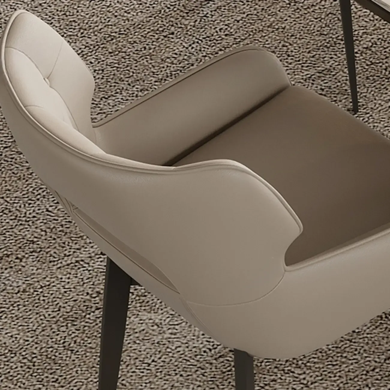 Modern Faux Leather Open Back Arm Dining Chair