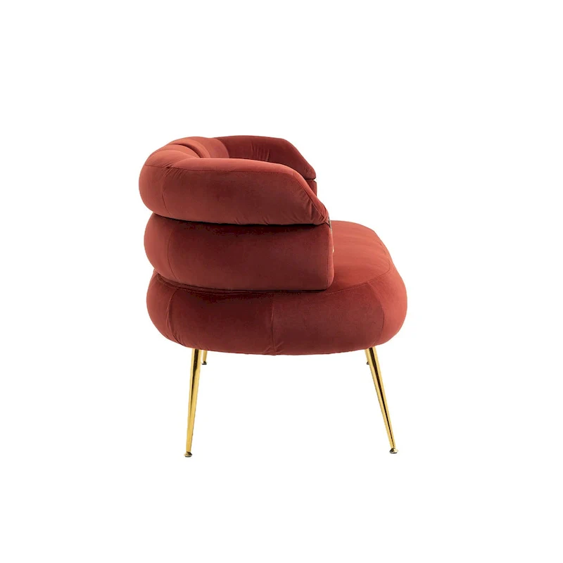Velvet Upholstered Tubulous Accent Long Chair With Golden feet
