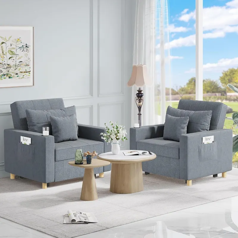 AECOJOY Adjustable Sleeper Chair Bed 3-in-1 Convertible Futon Sofa