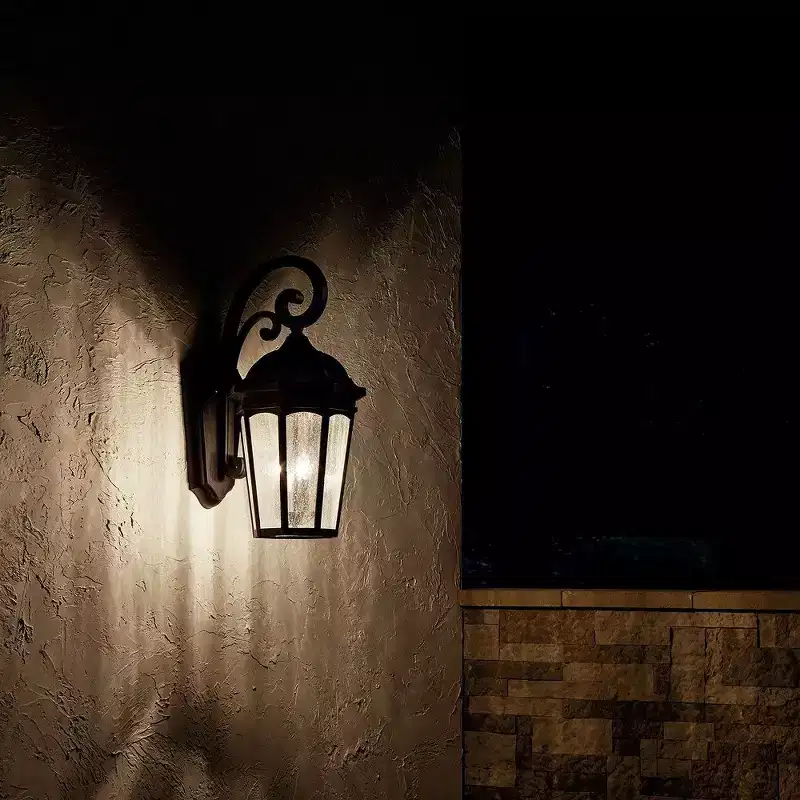 Courtyard 26.5 3 Light Outdoor Wall Light with Clear Seeded Glass in Textured Black