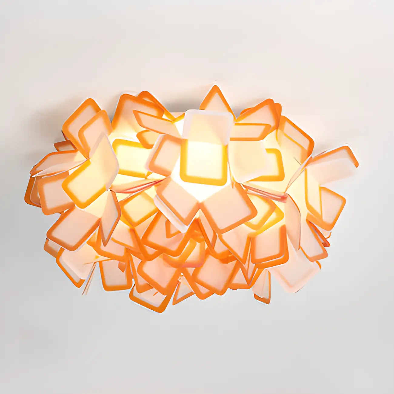 Art Deco White Geometric Plastic LED Flush Mount Ceiling Light