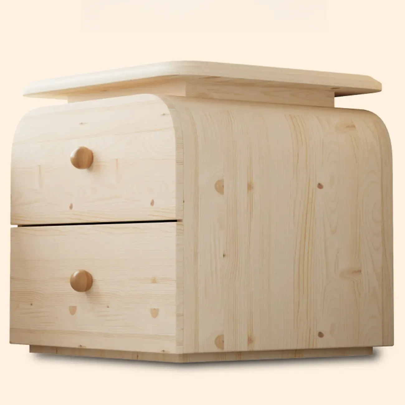 Faux Leather Modern Nightstand Wood Countertop