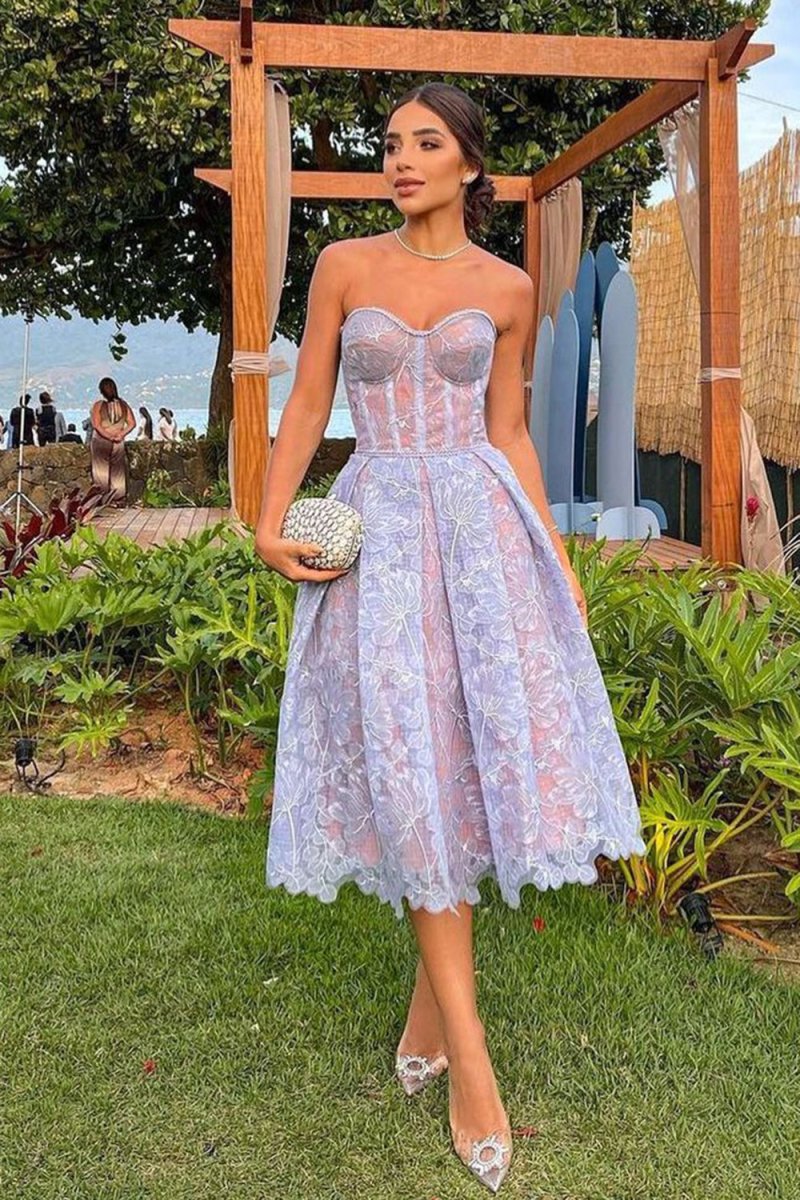 Purple Sweetheart A Line Corset Party Dress With Applique