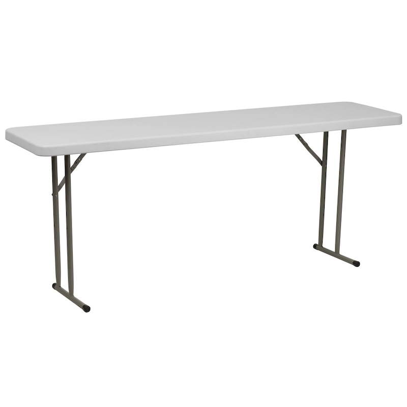 6-Foot Rectangular Granite White Plastic Folding Training Table