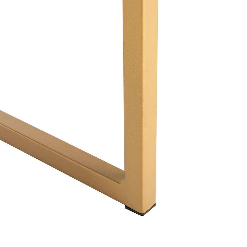 White & Gold 1-Drawer Console Desk with Metal Frame – 1-Person