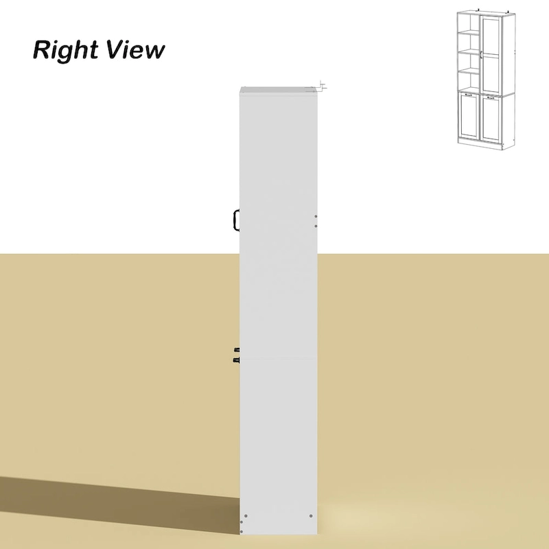 Elegant White Buffet Cabinet with Rotating Drawers Laundry Cabinet