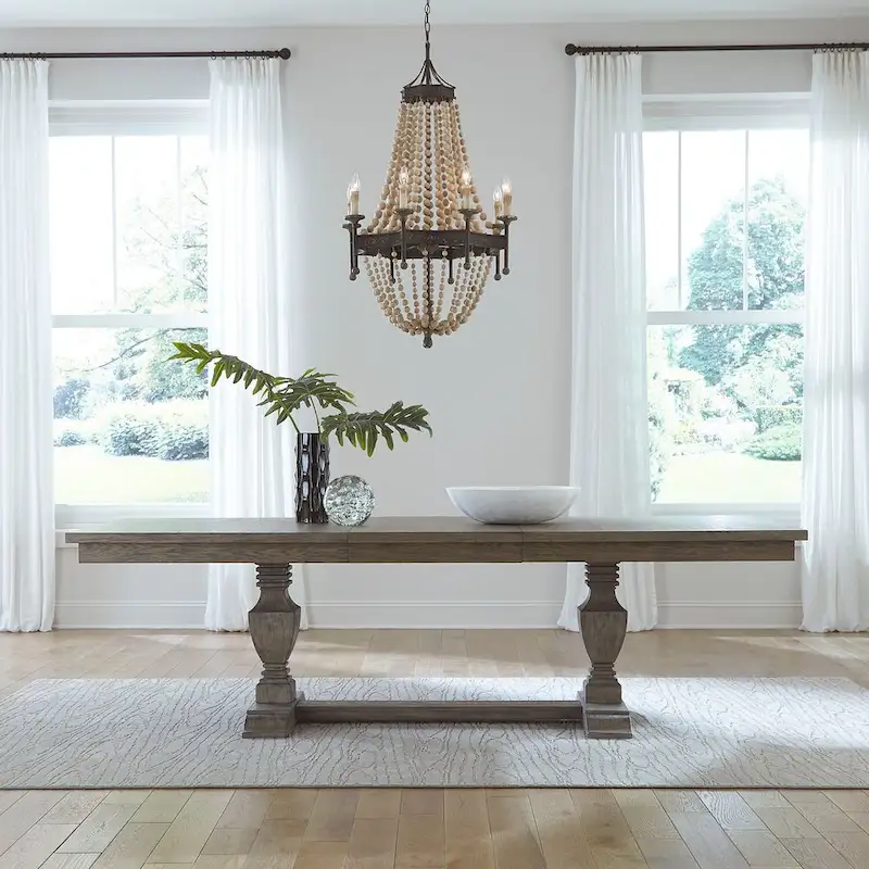 Havana Brown Trestle Dining Table, Seats up to 8
