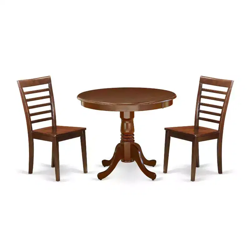 Family Dining Set 36 Inch Table with 2 Chairs - Wood Kitchen Table Set for 4
