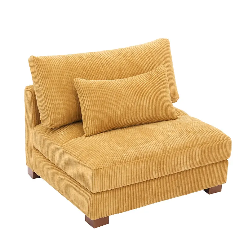 Corduroy Upholstered Armless Accent Chair with Adjustable Headrest