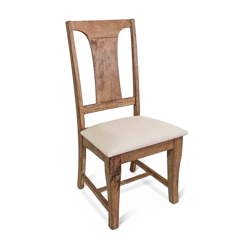 Mango Wood Upholstered Dining Chairs, Set of 2 - N/A