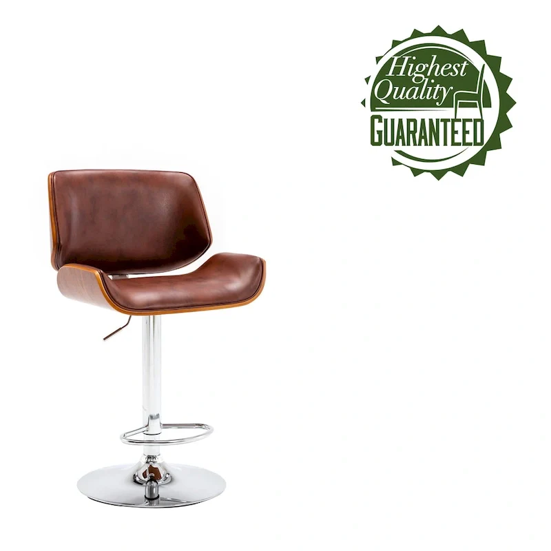 Adjustable Bar Stool, PU Leather, Chrome Base – Black/White/Red/Brown, Single