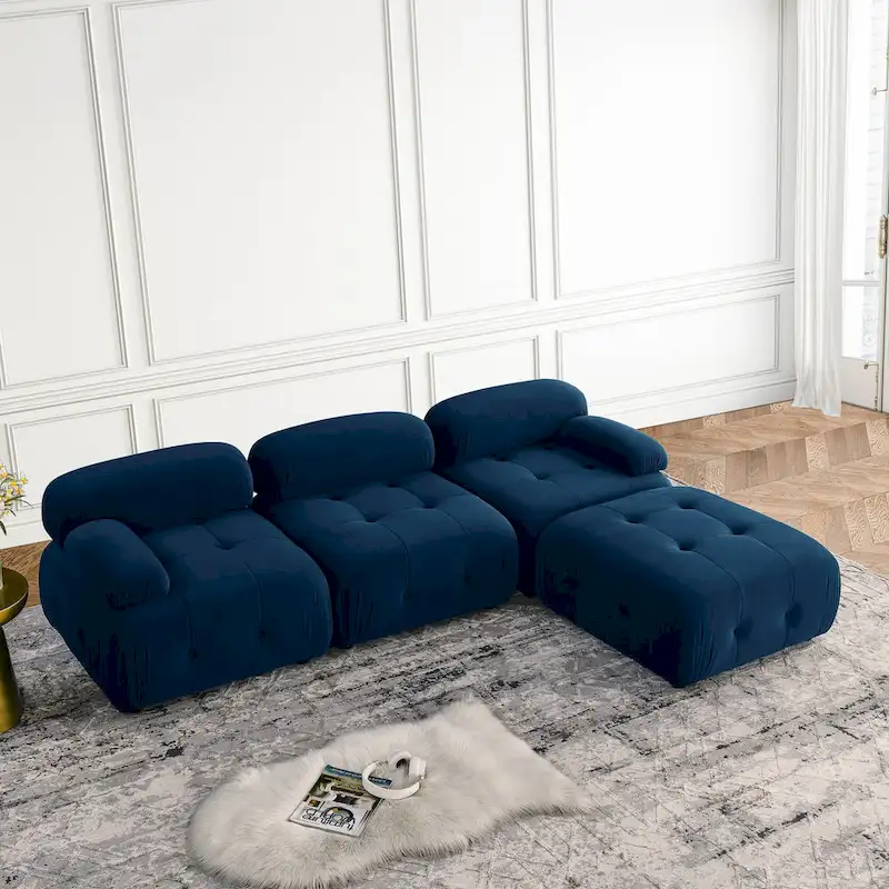 Blue 93  Modular L-Shaped 4-Seater Sofa with Reversible Ottoman