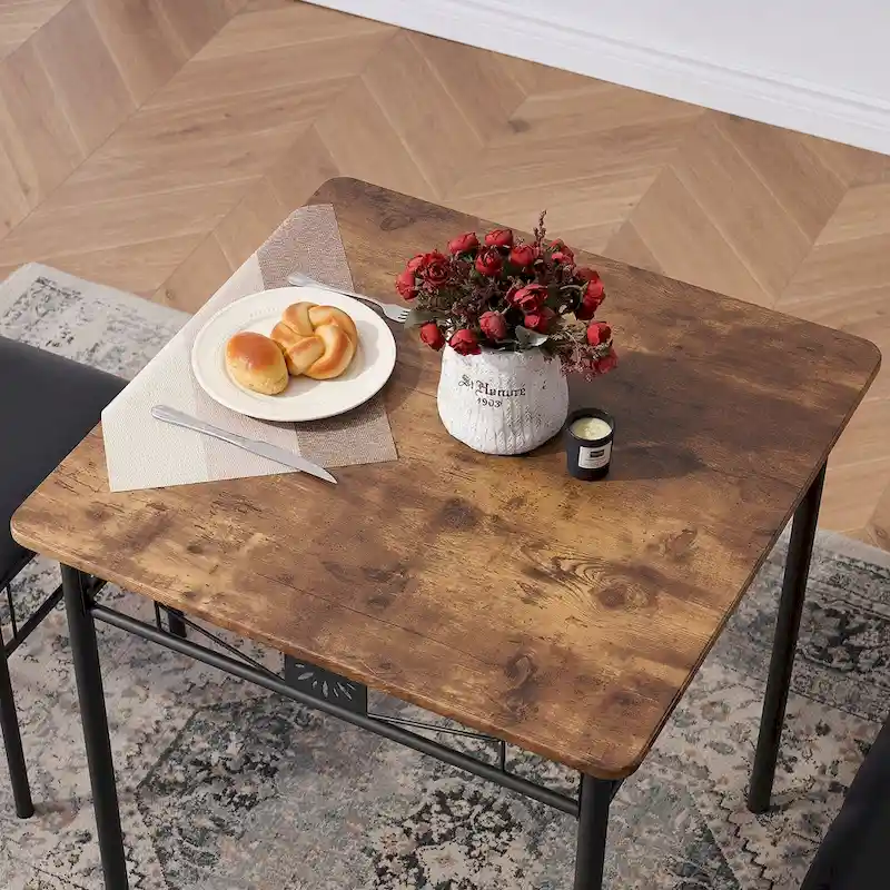 VECELO 3/5-piece Dining Table and Dining Chair Set, Dining Sets Antique Brown