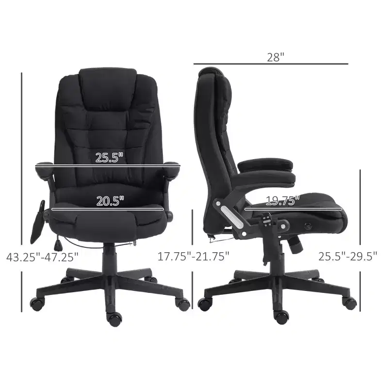 6 Point Vibrating Massage Office Chair with Heat, Linen High Back Massage Desk Chair with Reclining Backrest