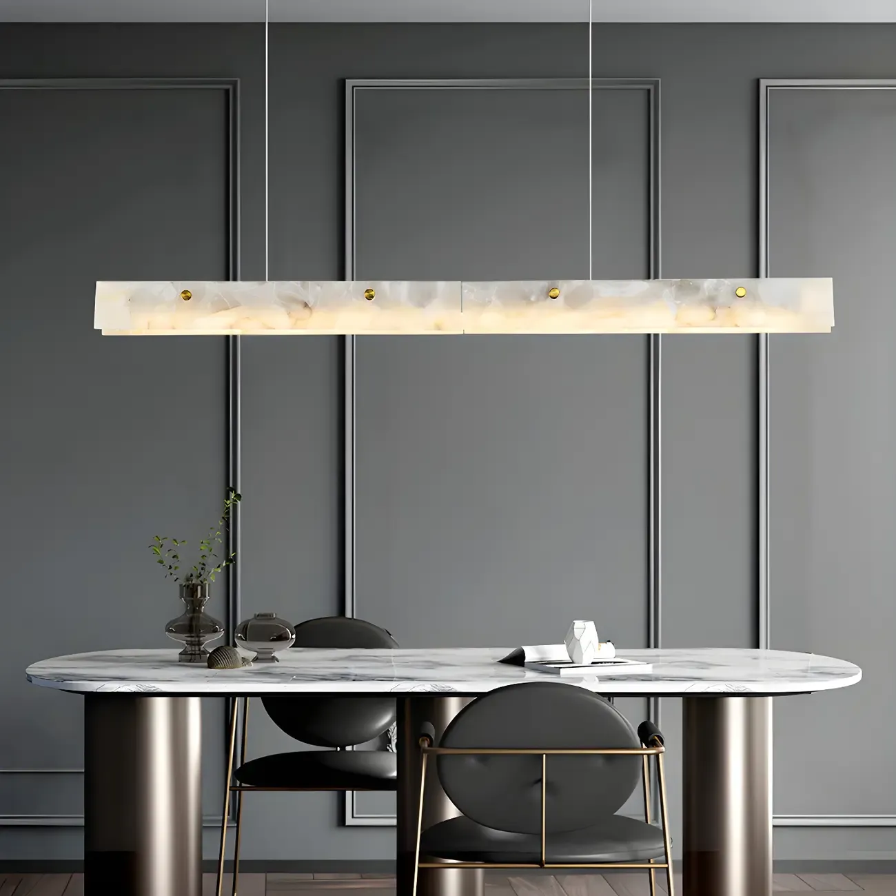 Modern Gold Metal Rectangle Kitchen Island Pendant Light